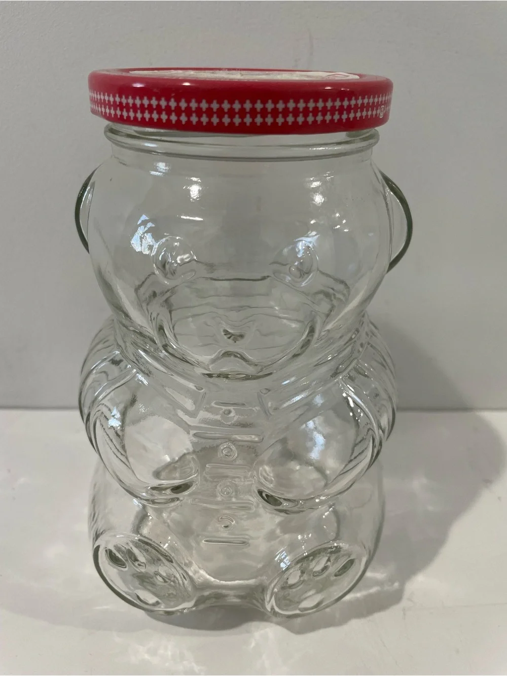 Vintage Kraft Teddy Bear Grape Jelly Jar Clear Glass 6” Tall 32 OZ Cottagecore